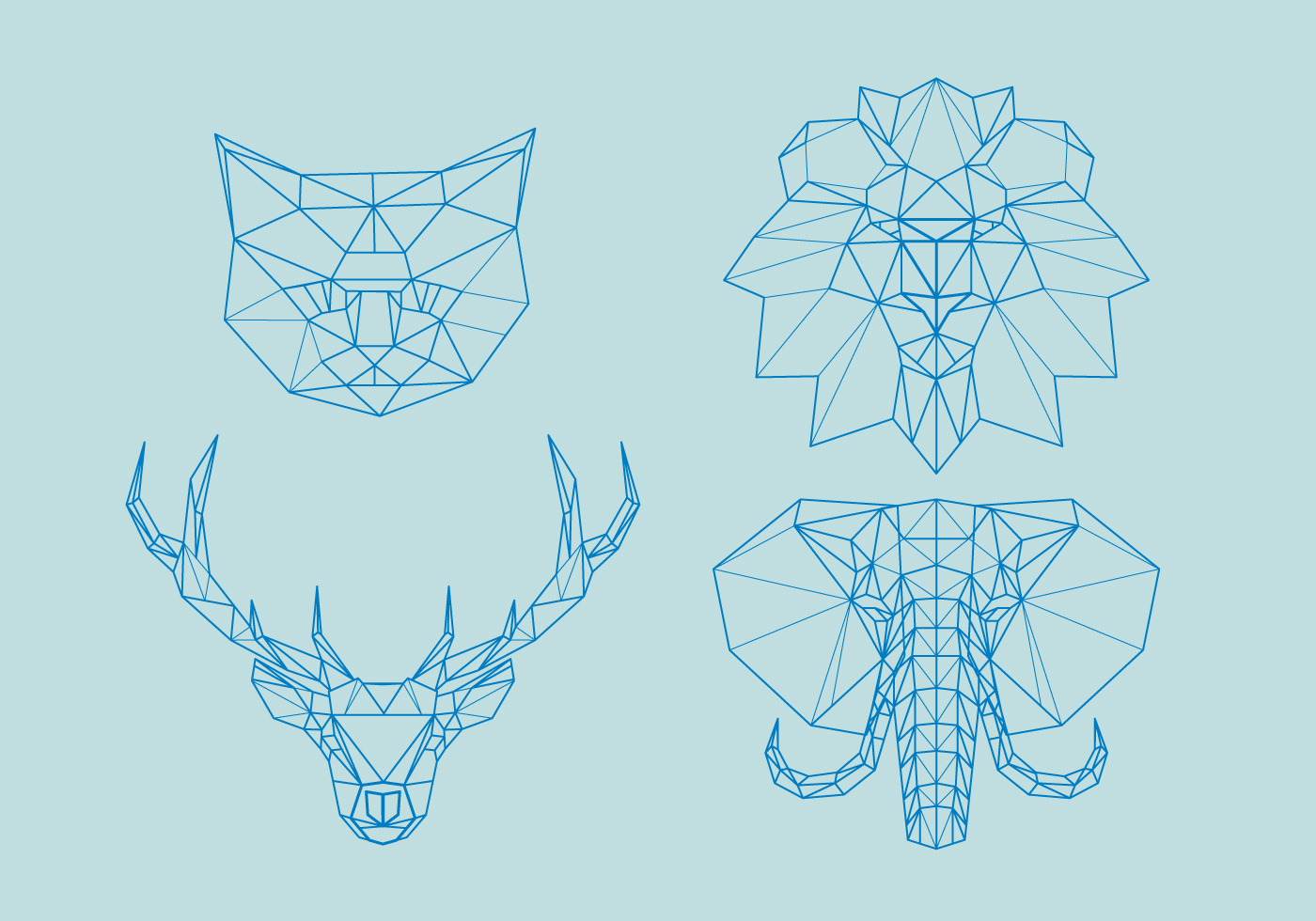 Рисунки геометрические голов животных