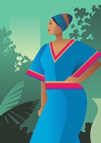 Young Woman In Kaftan vector