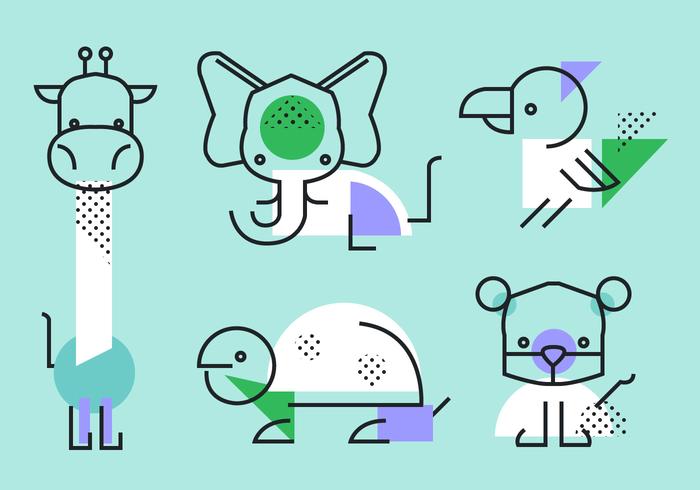 Bstract Simple Geometric Shape Animals Vector