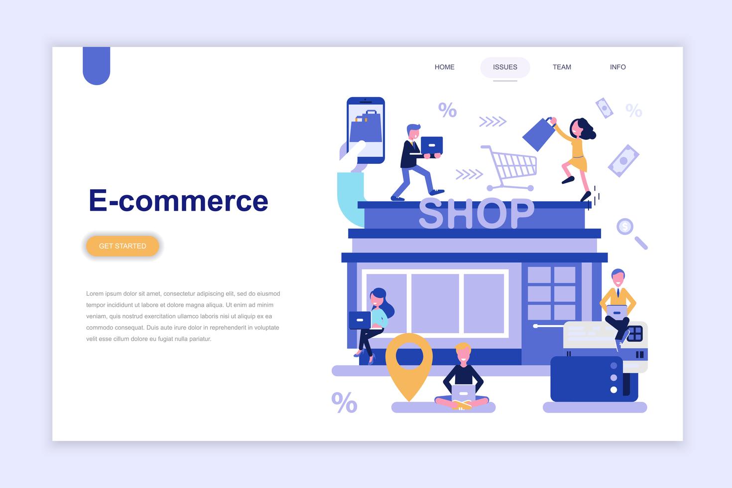 Landing page template of e-commerce and shopping 260859 Vector Art at ...