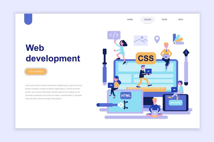 Landing page template of web development vector