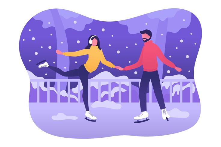 People Ice Skating Vector