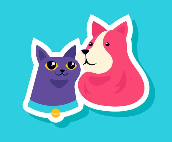 Cat And Dog Stickers vector