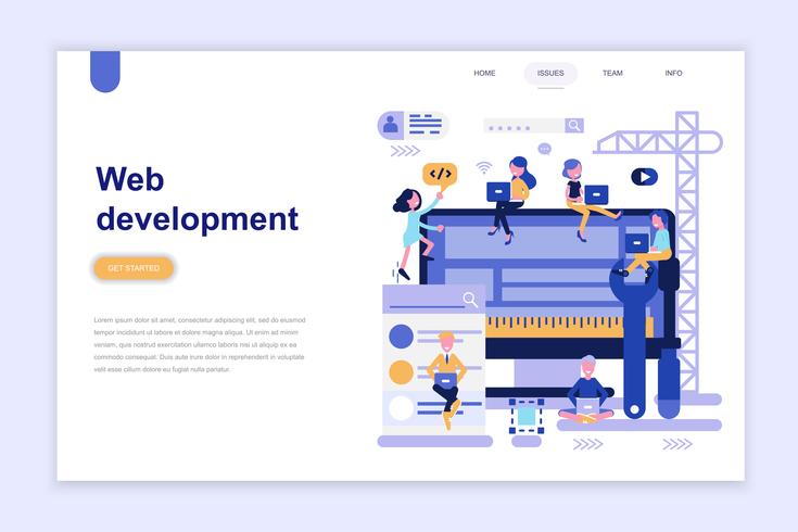Landing page template of web development vector