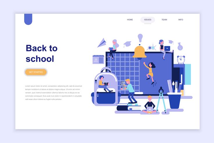 Landing page template of back to school scene vector