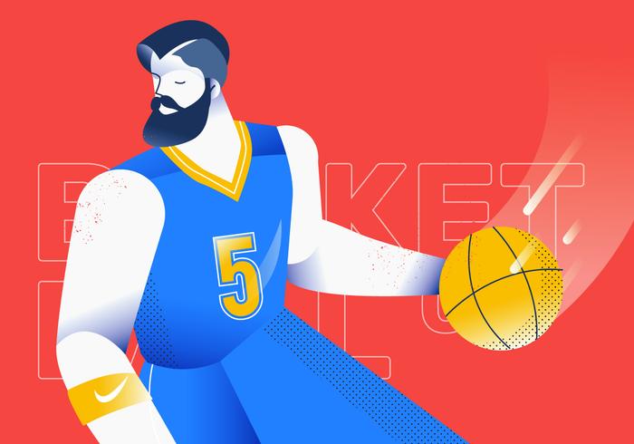 Dribbling Ball Basketball Player Vector Illustration