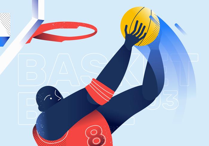 Slam Dunk Basketball Player vector Illustration