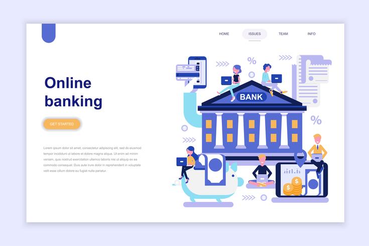 Landing page template of online banking vector