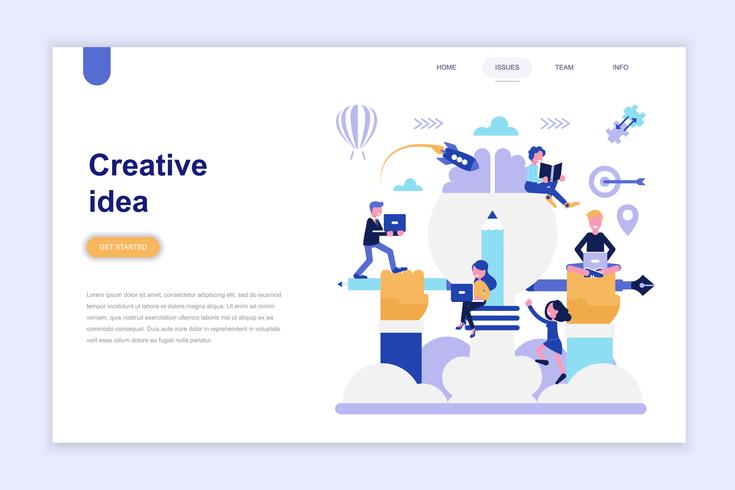 Landing page template of creative idea vector