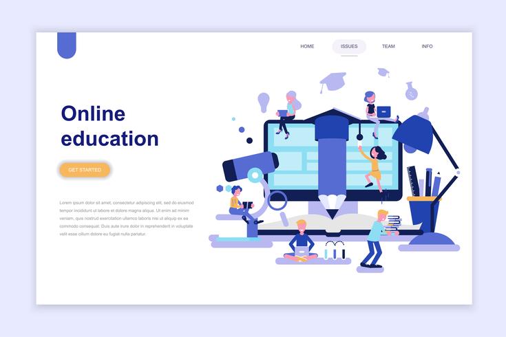 Landing page template of online education design vector
