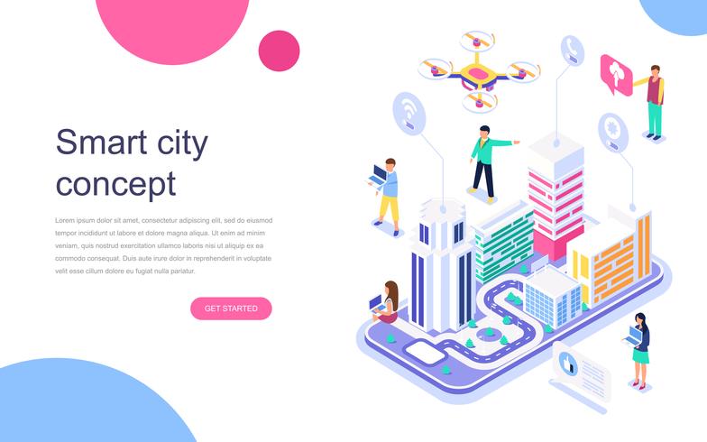 Isometric concept of Smart City web banner vector