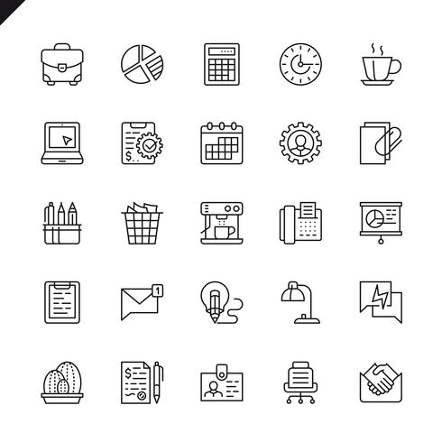 Thin line office icon set vector