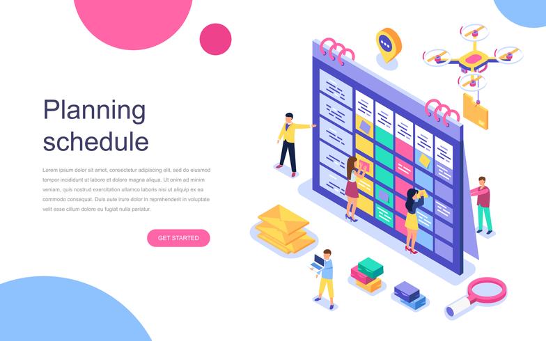 Isometric concept of Planning Schedule web banner vector