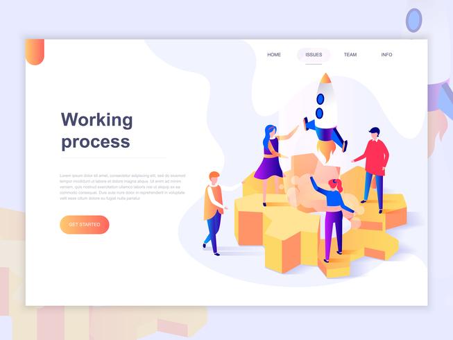 Landing page template of business processes vector
