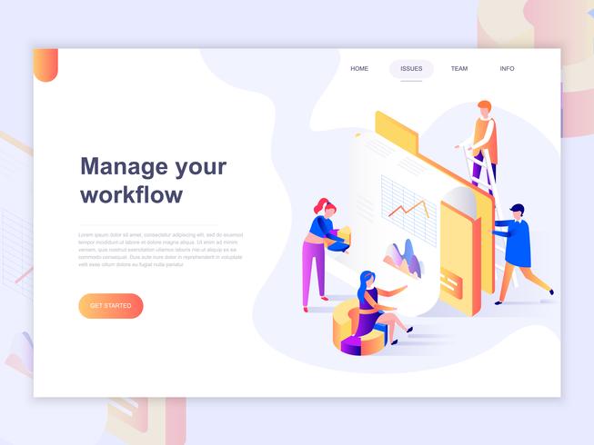 Landing page template of business and workflow management vector