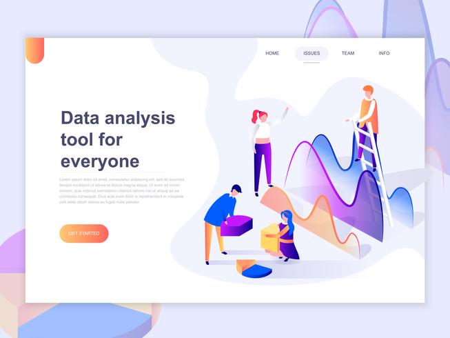 Landing page template of data analysis vector