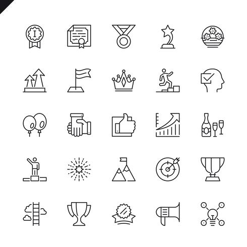 Thin line success, awards, achievement icon set vector