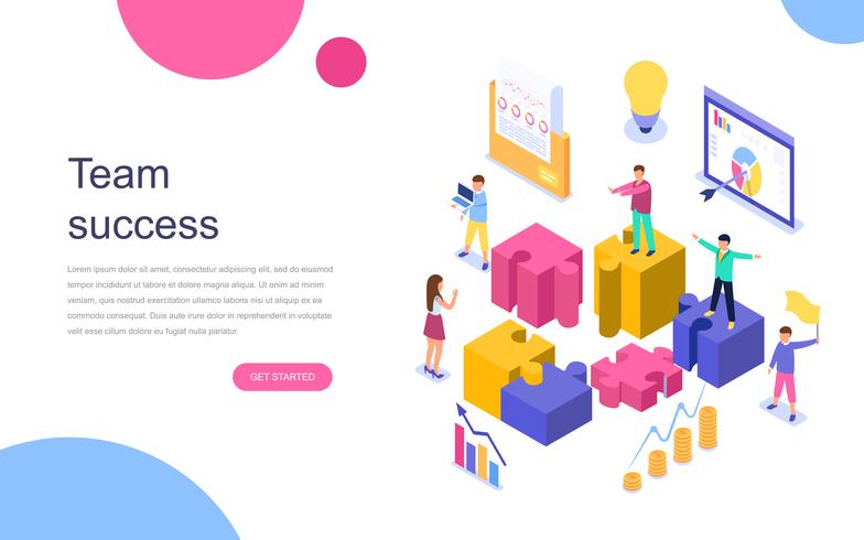 Isometric concept of Team Success web banner vector