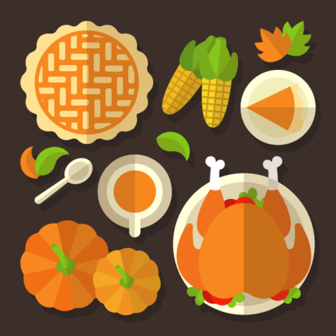 Thanksgiving Table Overhead Vector