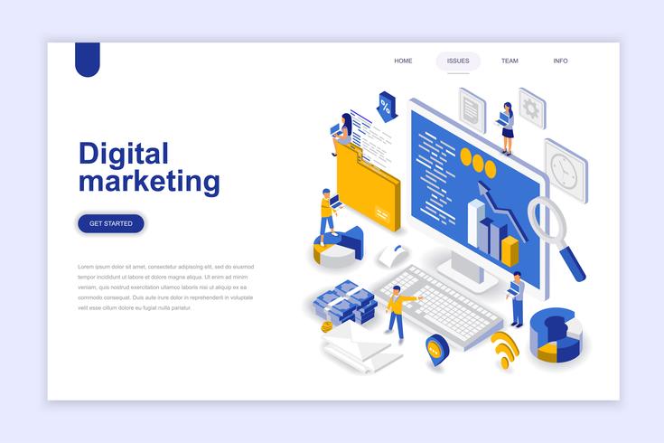 Digital marketing modern flat design isometric concept vector