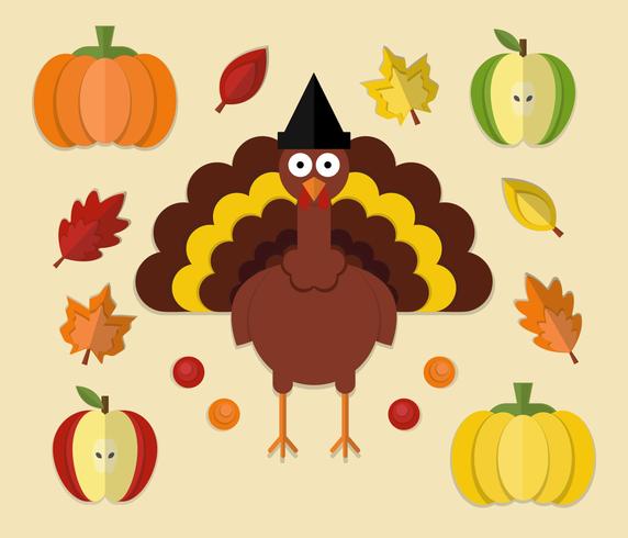 Thanksgiving Element Papercraft Style vector