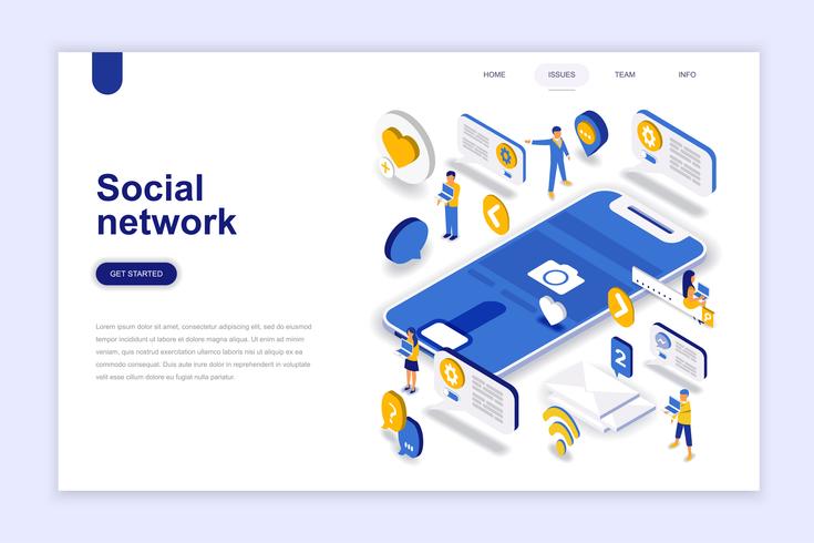 Social network modern flat design isometric concept vector