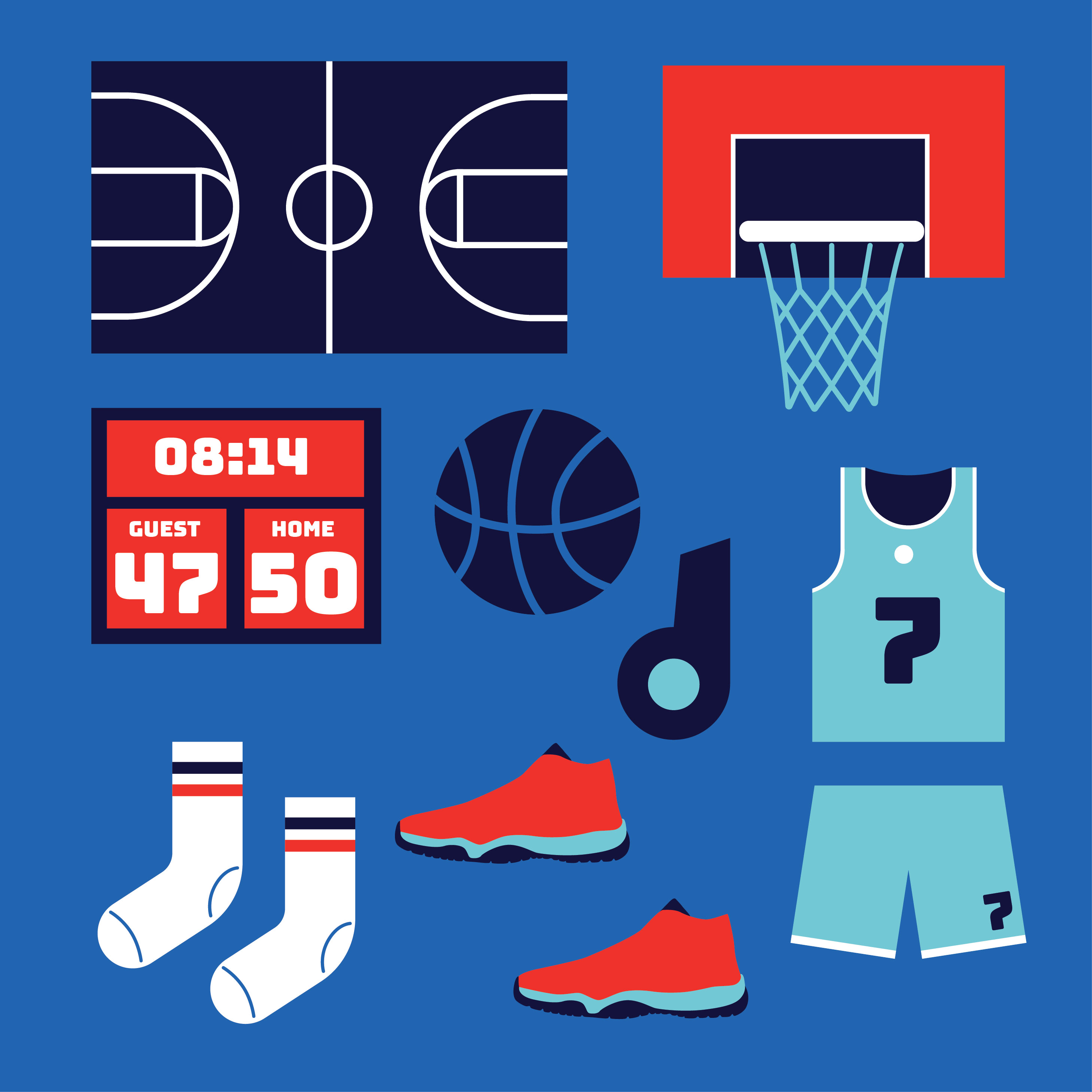 Basketball Elements Vector Pack 261008 Vector Art at Vecteezy
