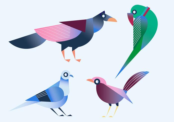 Forma geométrica simple ilustración vectorial de aves vector