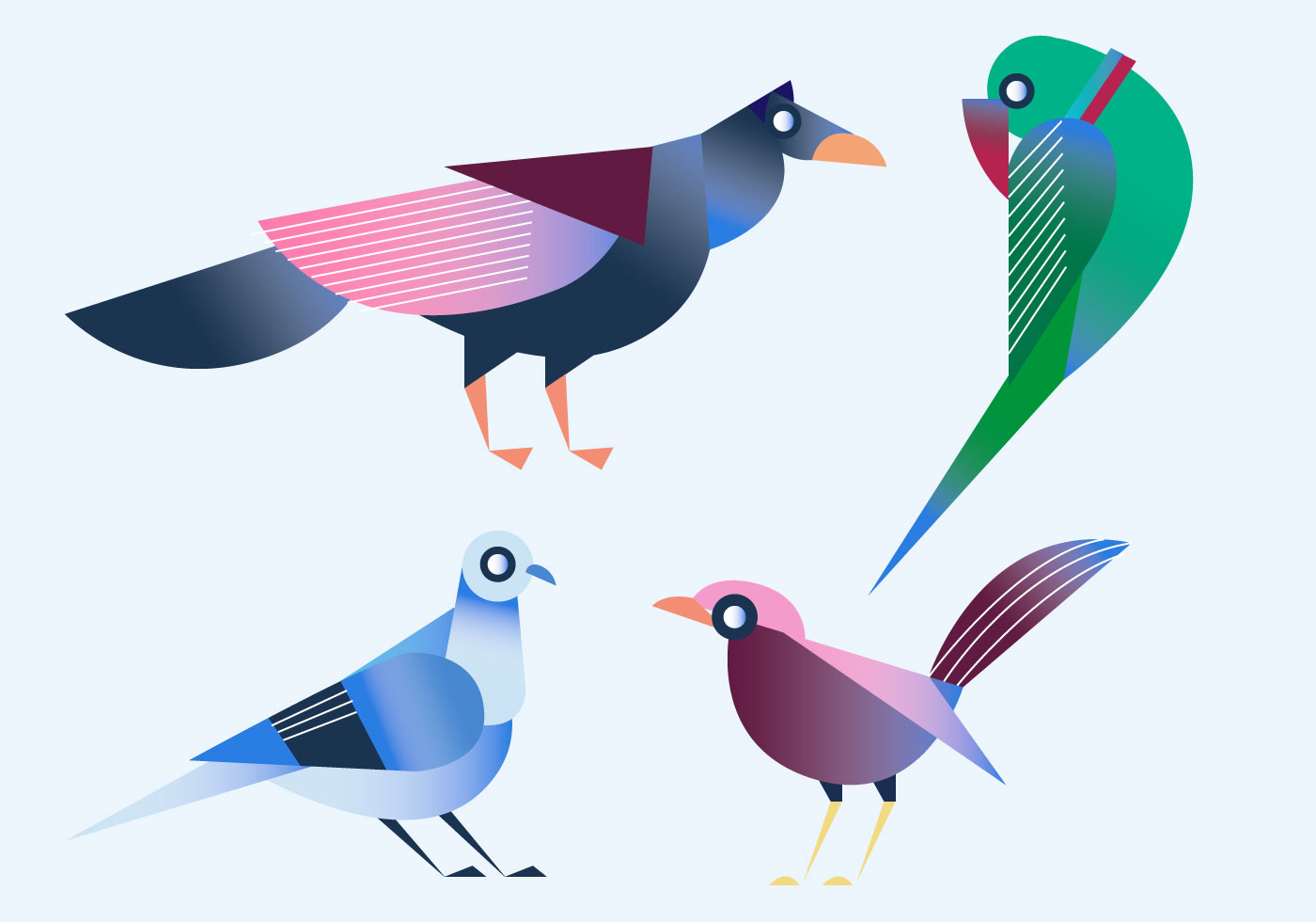 Geometric Simple Shape Bird Vector Illustration 261023 Vector Art at