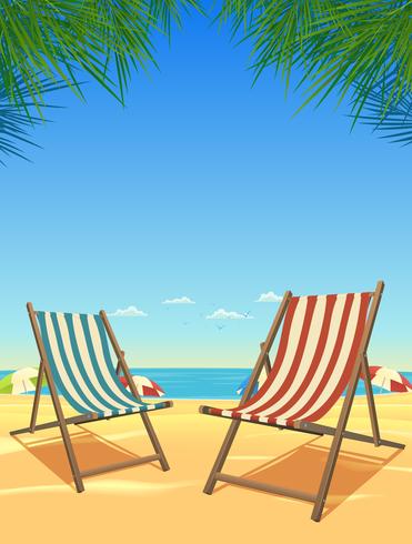 Summer Beach And Chairs Background vector