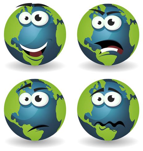 Cartoon Earth Icons Emotions vector