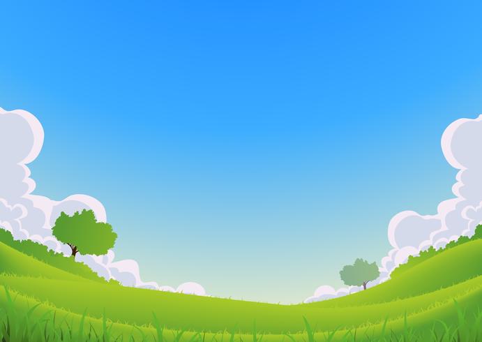 Paisaje de primavera y verano - gran angular vector