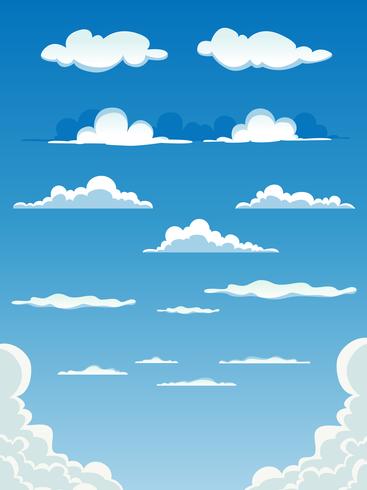 Conjunto de nubes de dibujos animados vector