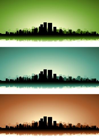 Conjunto de banners de paisaje urbano de verano vector