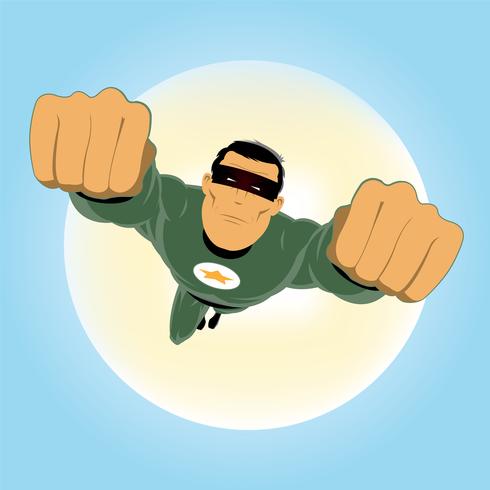 Comic-like Green Super-Hero vector