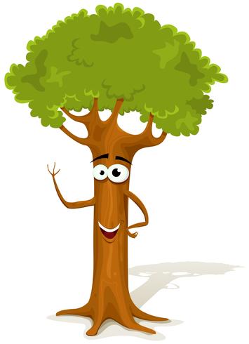 Carácter de árbol de primavera de dibujos animados vector