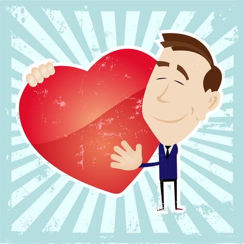 Hombre enamorado sosteniendo un corazón vector