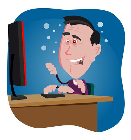 Computer Addicted Geek vector