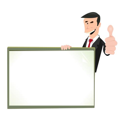 Cartoon White Businessman Blank Sign vector