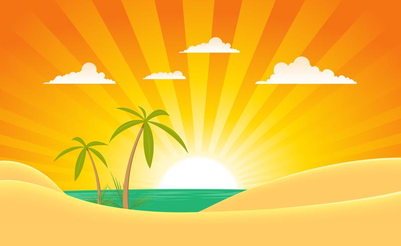 Summer Ocean Landscape Banner vector