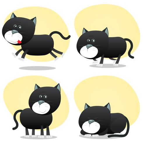 Conjunto de dibujos animados gato negro vector