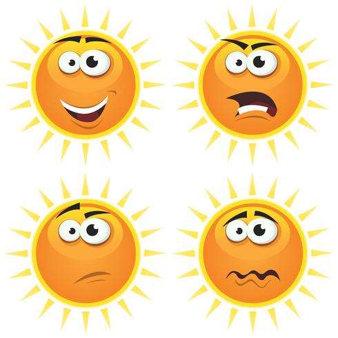 dibujos animados iconos de sol emociones vector