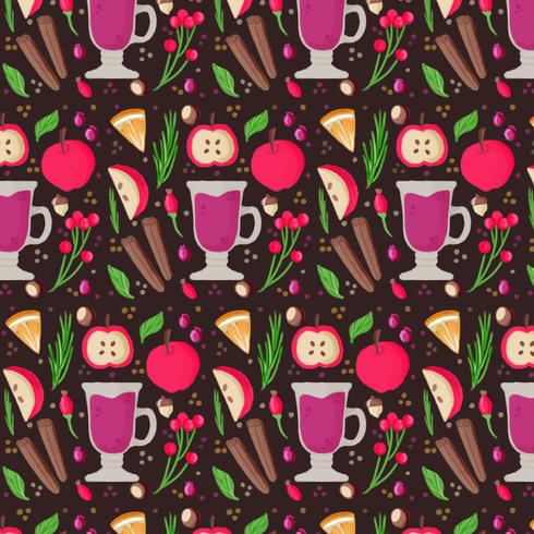 Mulled Wine Seamless Pattern vector