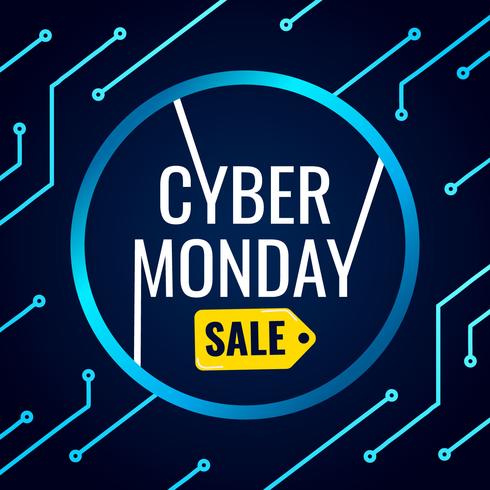 Cyber Monday Banner With Technology Background vector