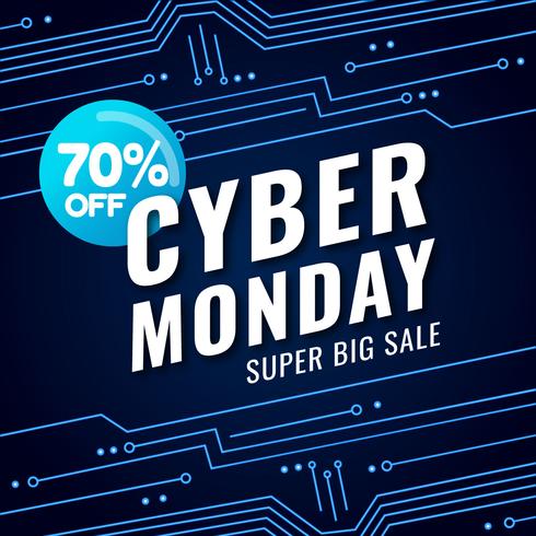 Cyber Monday Banner With Futuristic Background vector