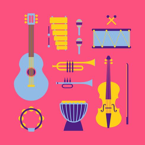 Musical Instruments Knolling vector