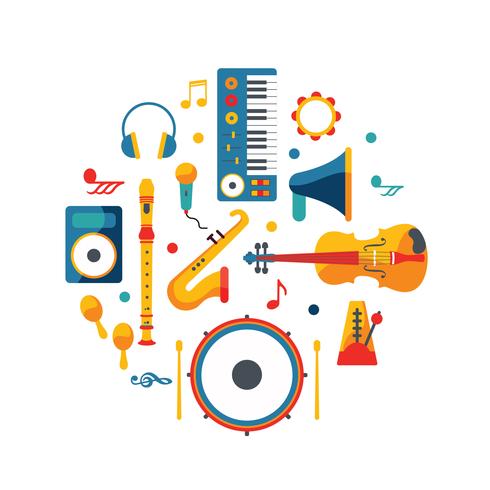 Musical Instrument Knolling Vector Design