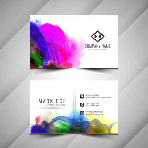 Abstract colorful watercolor elegant business card design templa vector