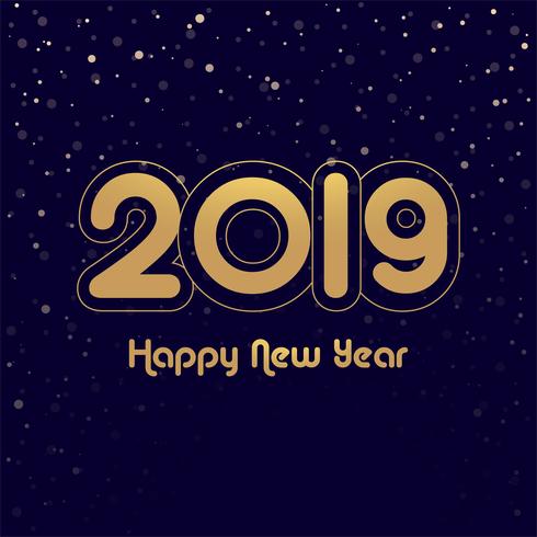 Elegant colorful shiny 2019 happy new year card design vector