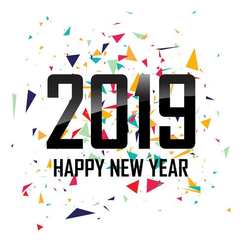 Happy New Year 2019 with confetti colorful background vector